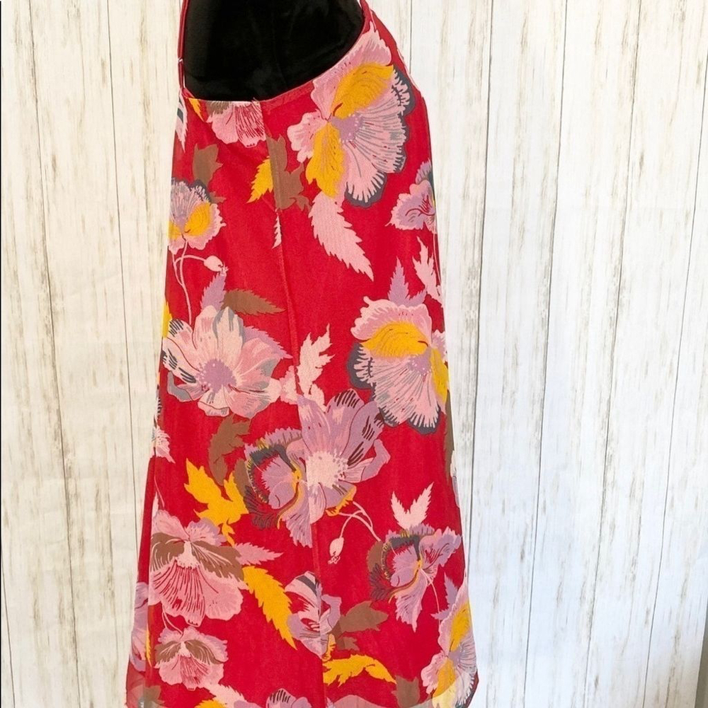 LOVE Fire red floral tropical dress size Medium - Picture 4 of 6